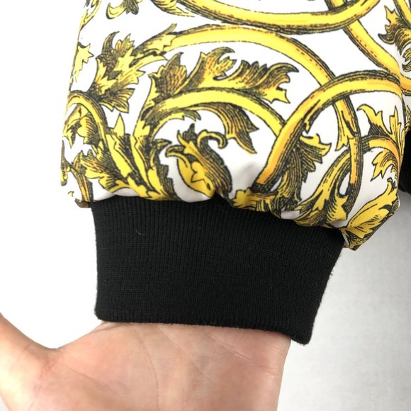 Topshop Women's Size 10 Yellow White Black Tiger Print Chain Link Puffer Jacket - Picture 6 of 9